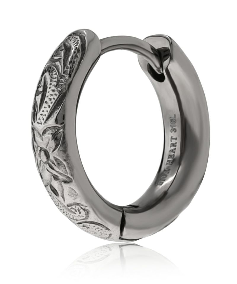 【WEB限定】ハワイアンフープピアス/甲丸/ライトブラック/サージカルステンレス316L（金属アレルギー対応）