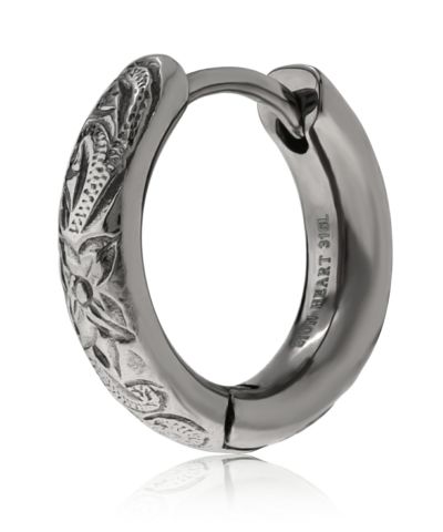 【WEB限定】ハワイアンフープピアス/甲丸/ライトブラック/サージカルステンレス316L（金属アレルギー対応）
