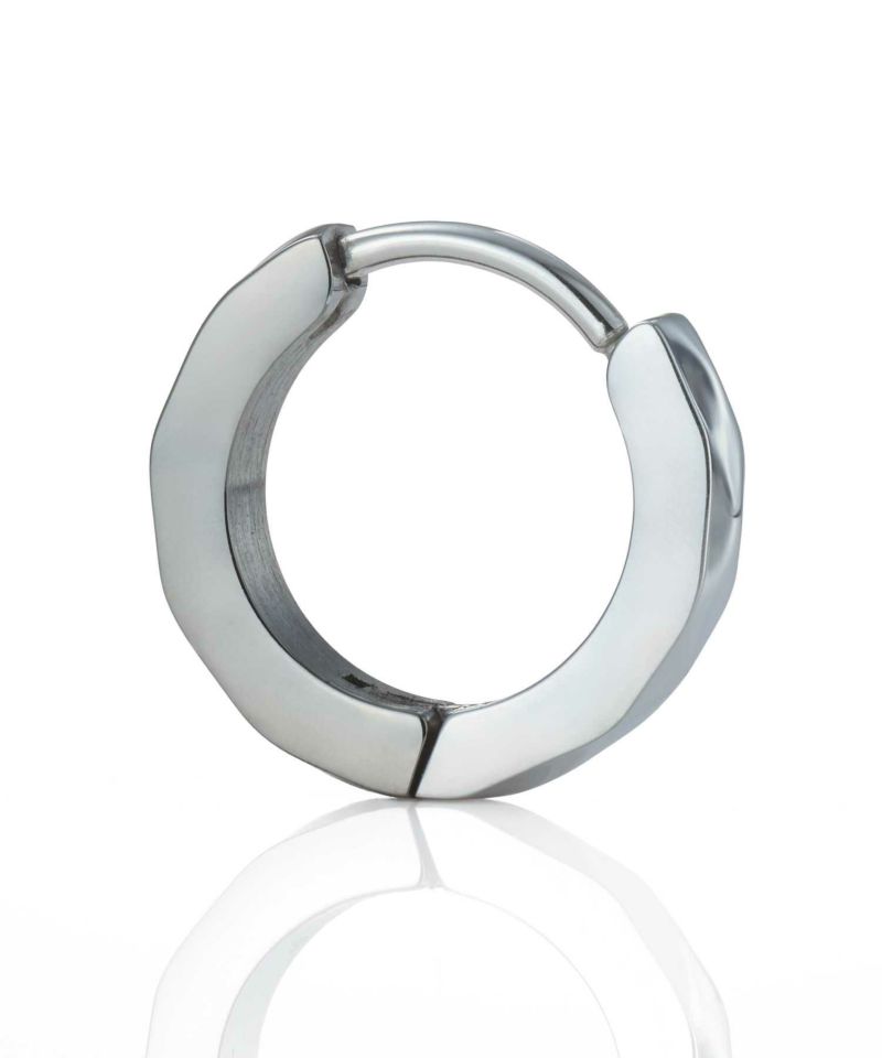 【WEB限定】カッティングフープピアス/ライトブラック×シルバー（ミックスカラー）/サージカルステンレス316L（金属アレルギー対応）