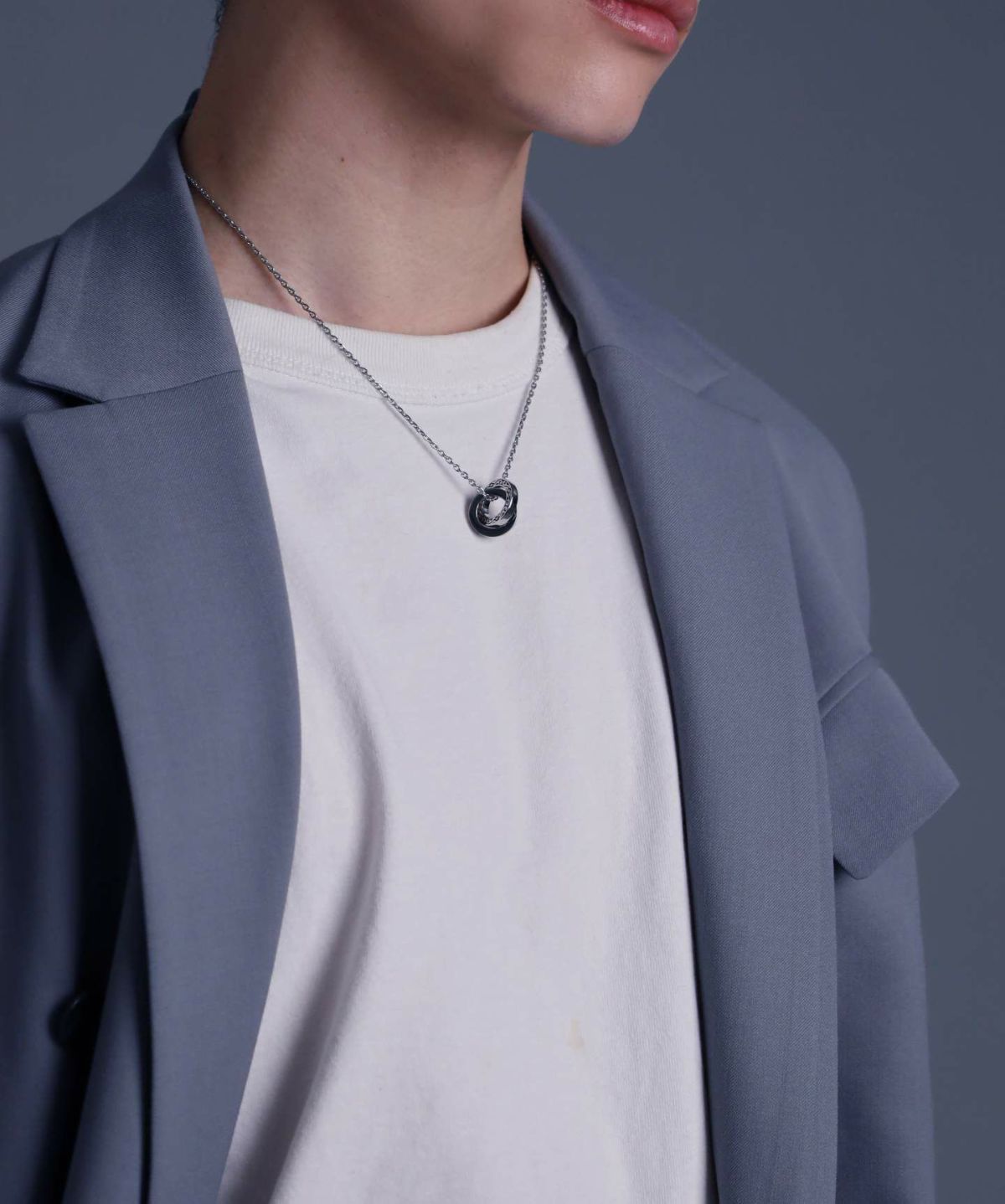 【WEB限定】ワイドタテガミダブルリングネックレス/サージカルステンレス316L（金属アレルギー対応）