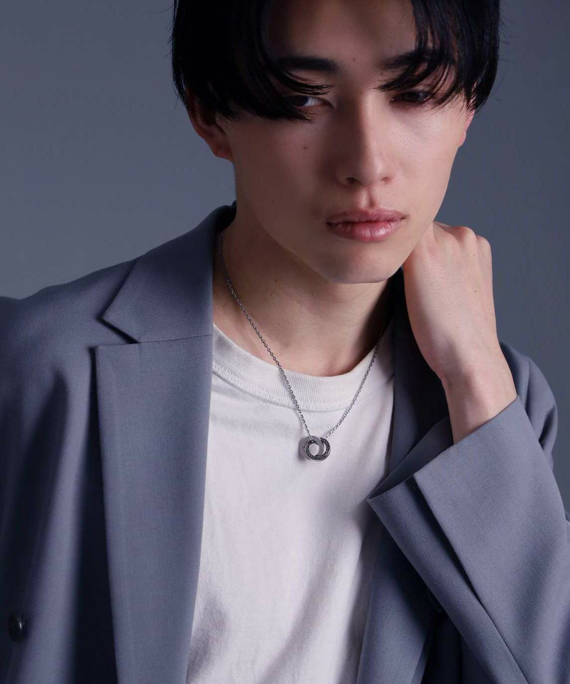 【WEB限定】ワイドタテガミダブルリングネックレス/サージカルステンレス316L（金属アレルギー対応）