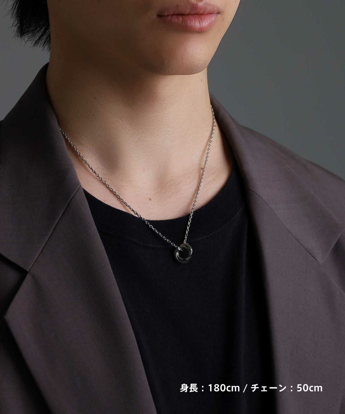 【WEB限定】ラウンドタテガミダブルリングネックレス/サージカルステンレス316L（金属アレルギー対応）