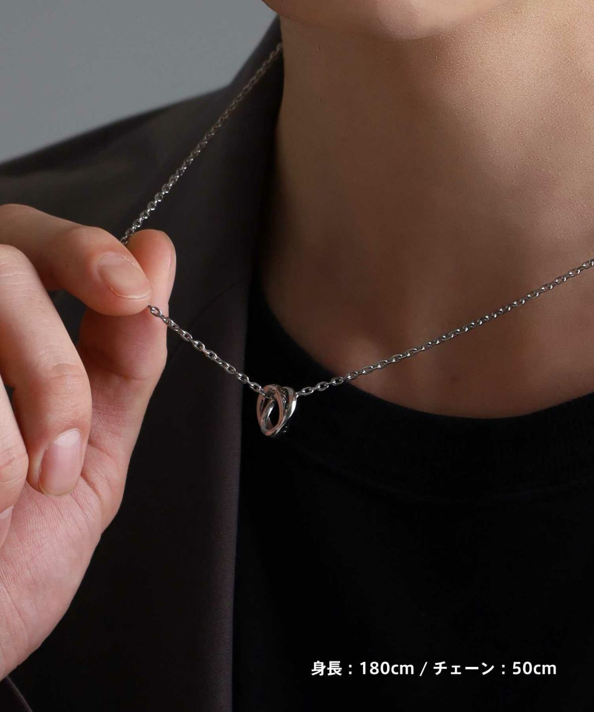 【WEB限定】ラウンドタテガミダブルリングネックレス/サージカルステンレス316L（金属アレルギー対応）