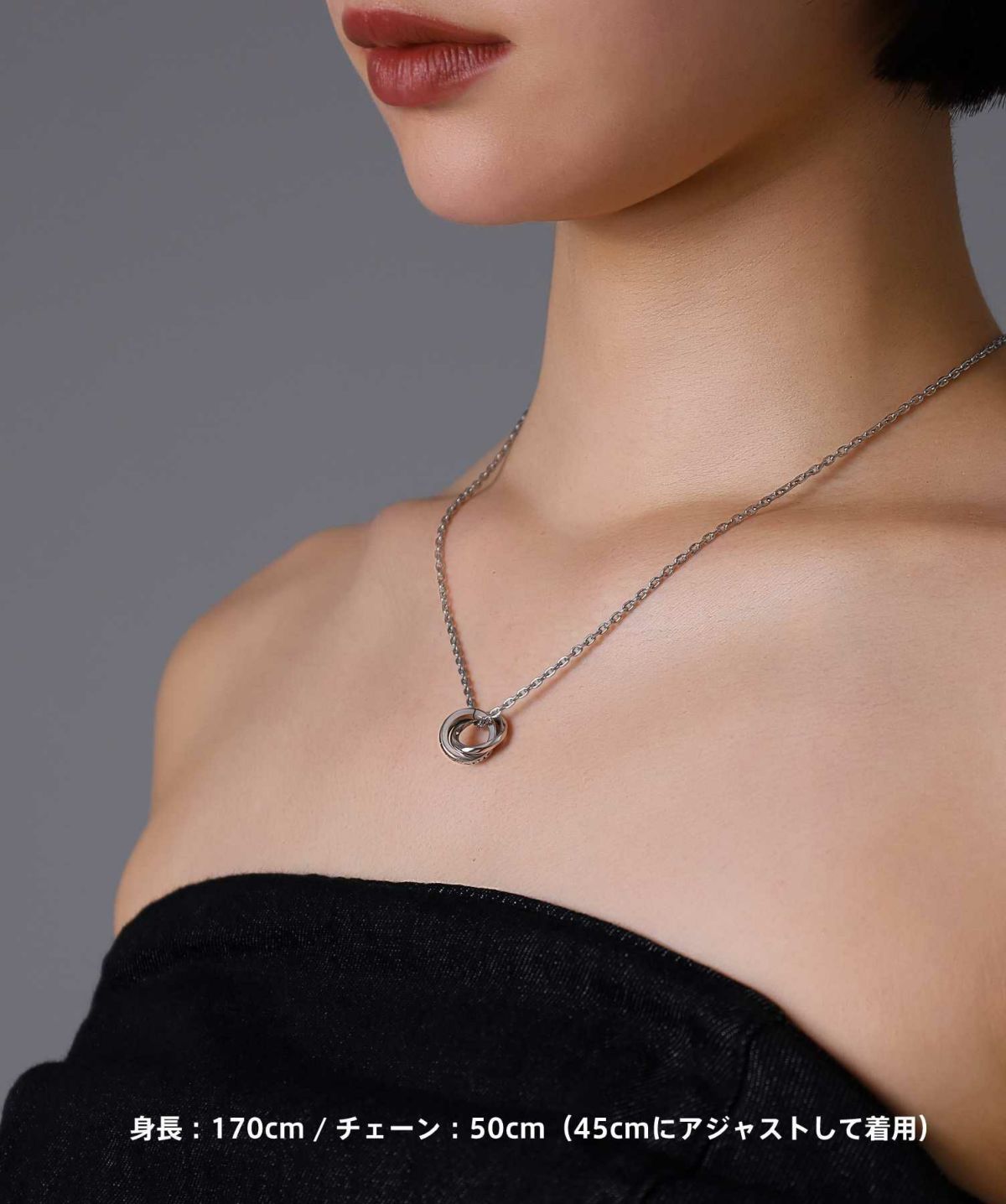 【WEB限定】ラウンドタテガミダブルリングネックレス/サージカルステンレス316L（金属アレルギー対応）