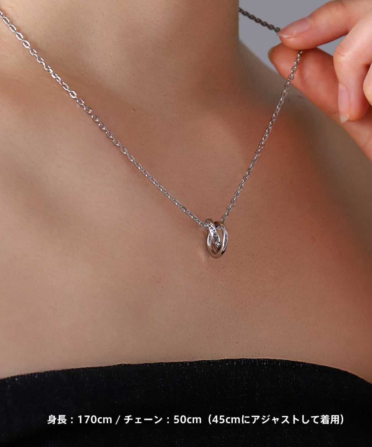 【WEB限定】ラウンドタテガミダブルリングネックレス/サージカルステンレス316L（金属アレルギー対応）