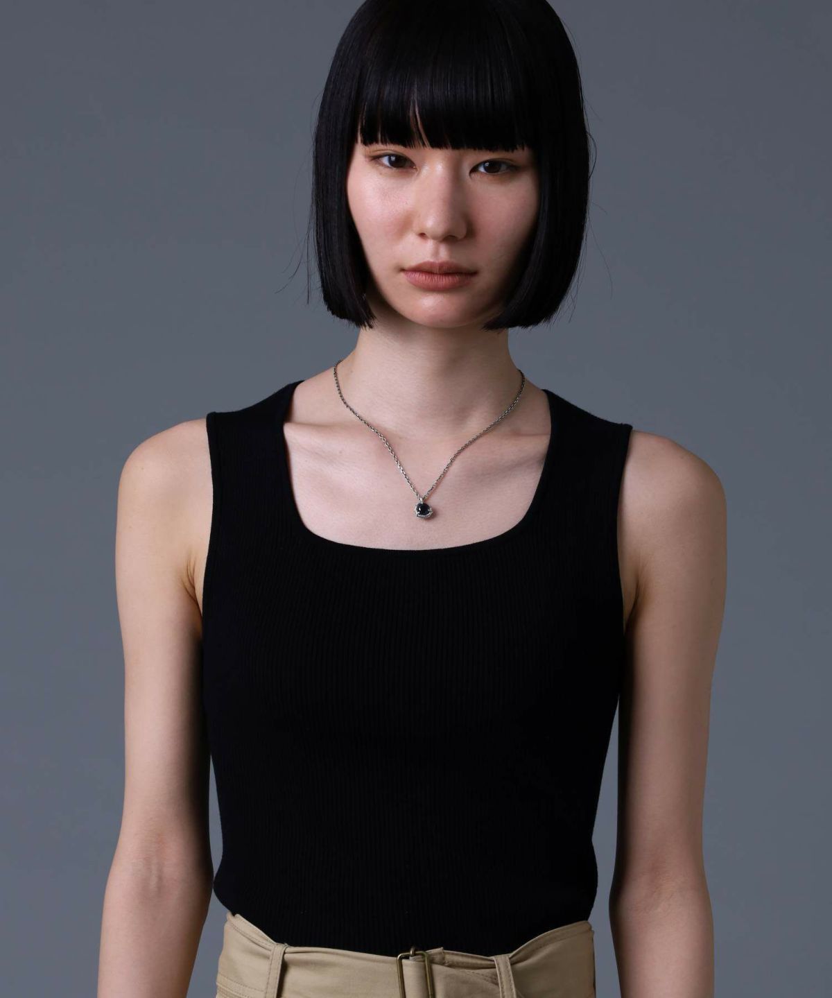 タテガミサイドシルバーネックレス/ブラックジルコニア/シルバー925