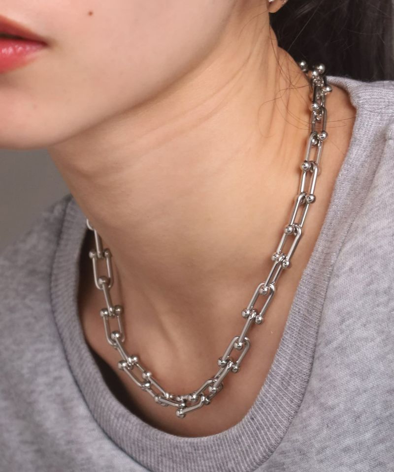 LHME（エルエイチエムイー） > リンクホースシューチェーンネックレス/シルバー/サージカルステンレス316L
