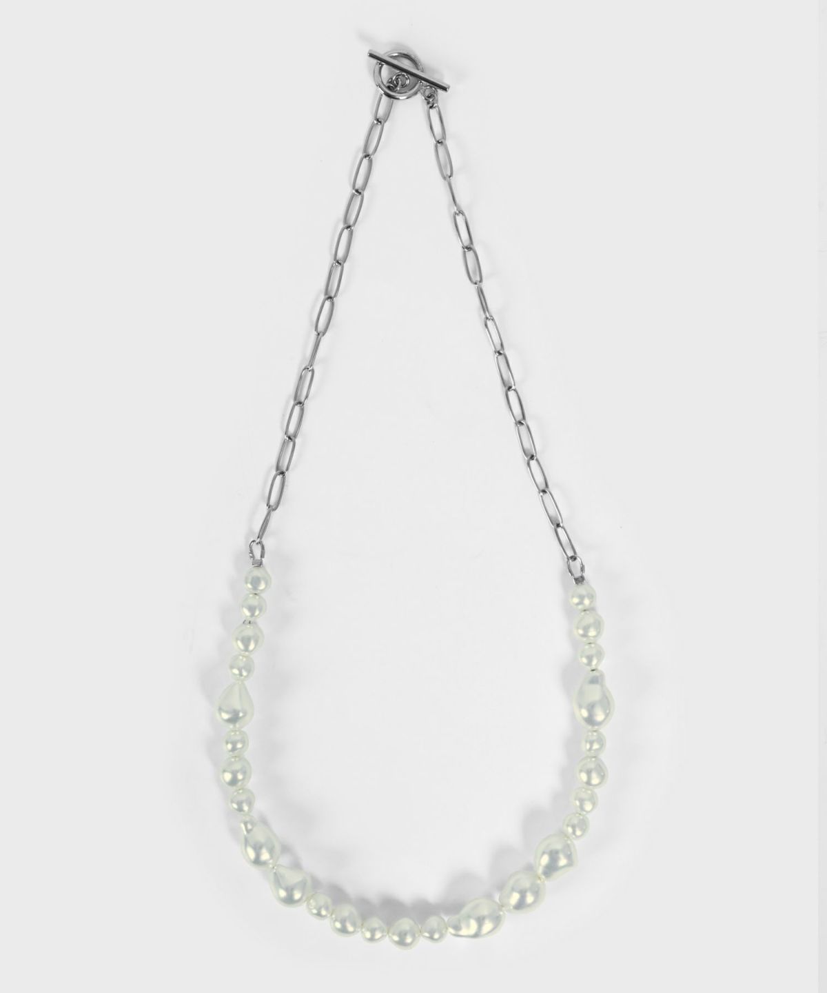 LHME（エルエイチエムイー） > “MELLOW”ハーフバロックパールネックレス/シルバー/サージカルステンレス316L（金属アレルギー対応）