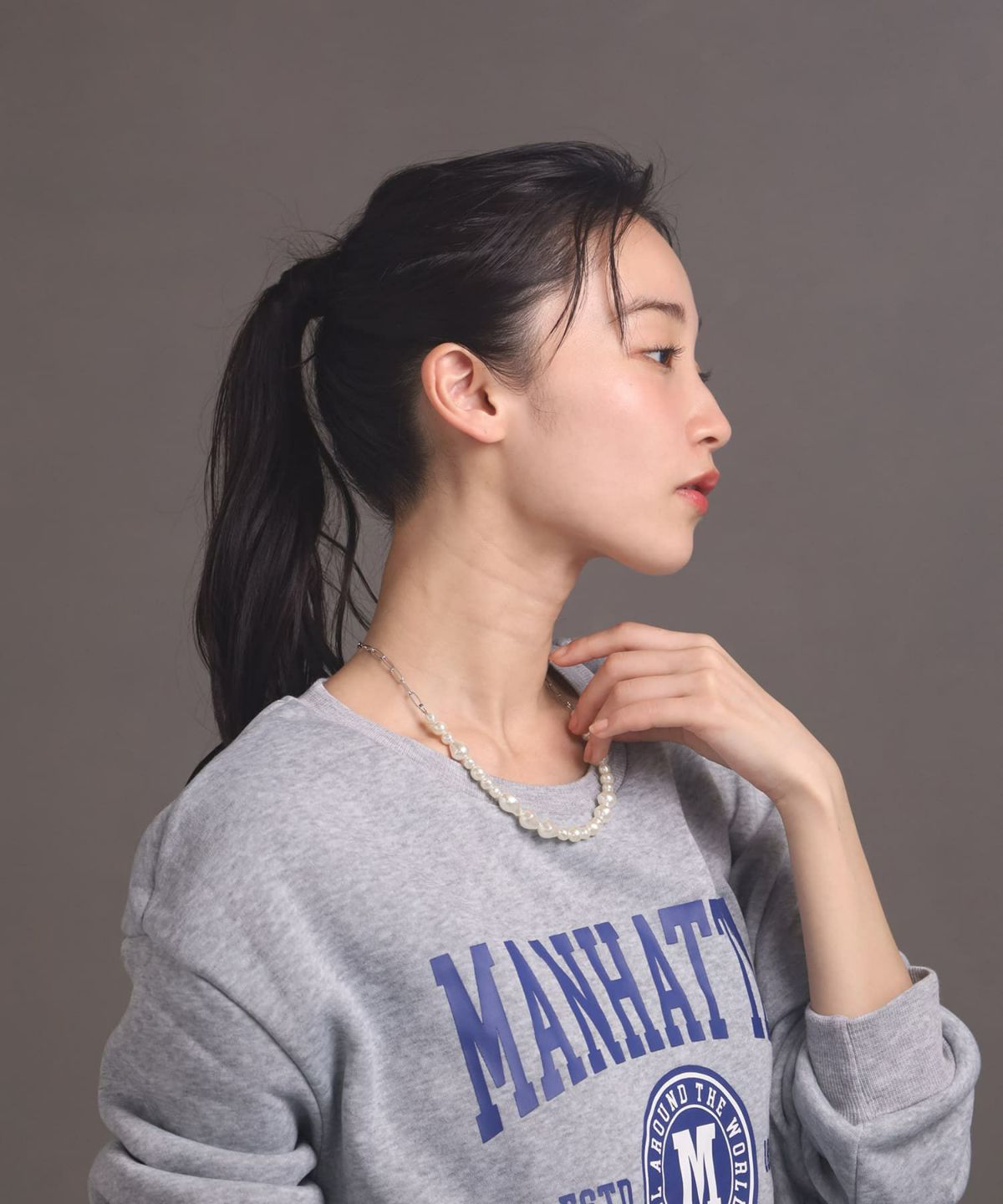 LHME（エルエイチエムイー） > “MELLOW”ハーフバロックパールネックレス/シルバー/サージカルステンレス316L（金属アレルギー対応）