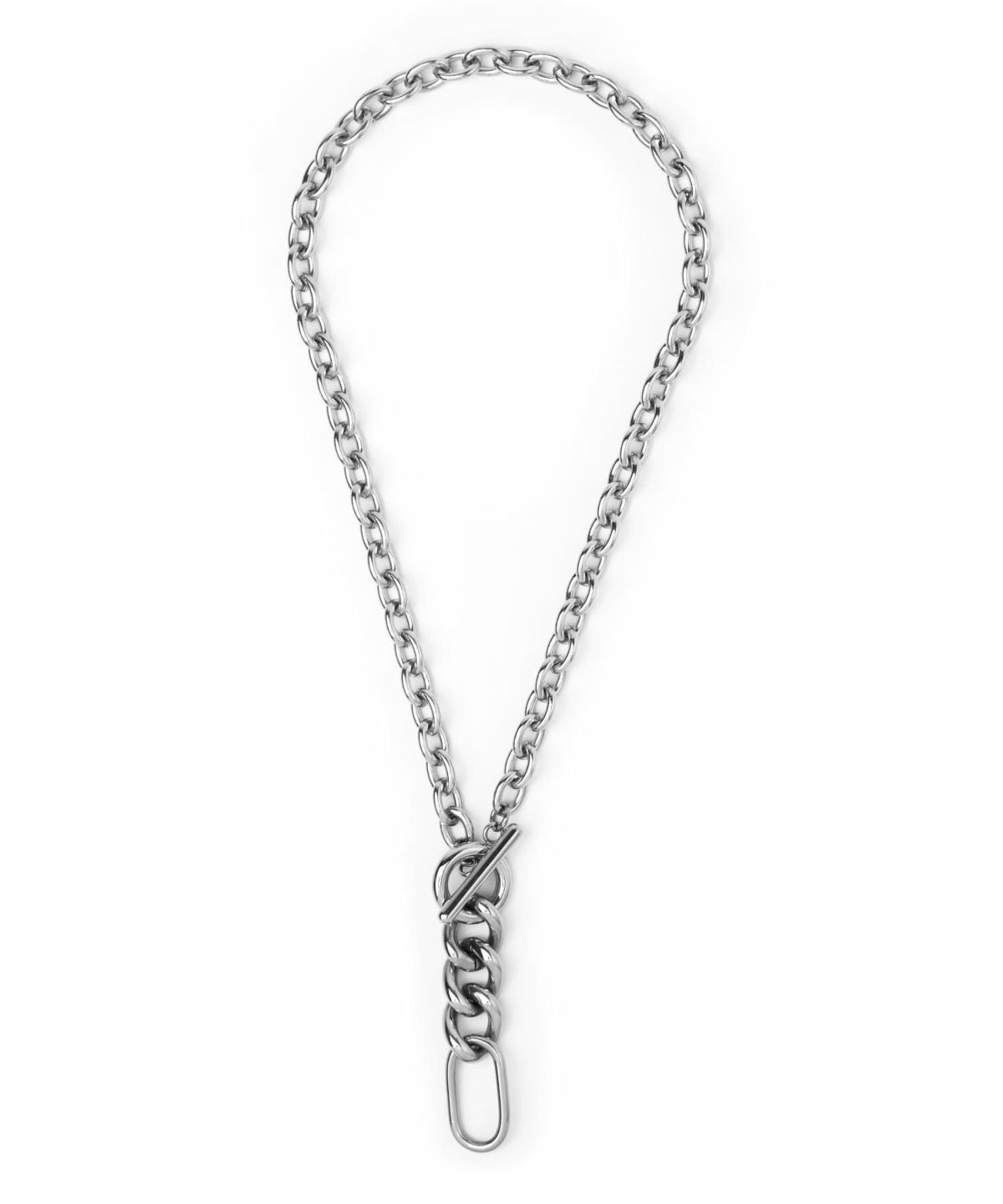 LHME（エルエイチエムイー） > “Moment”ボリュームY字ミックスチェーンネックレス/シルバー/サージカルステンレス316L（金属アレルギー対応）