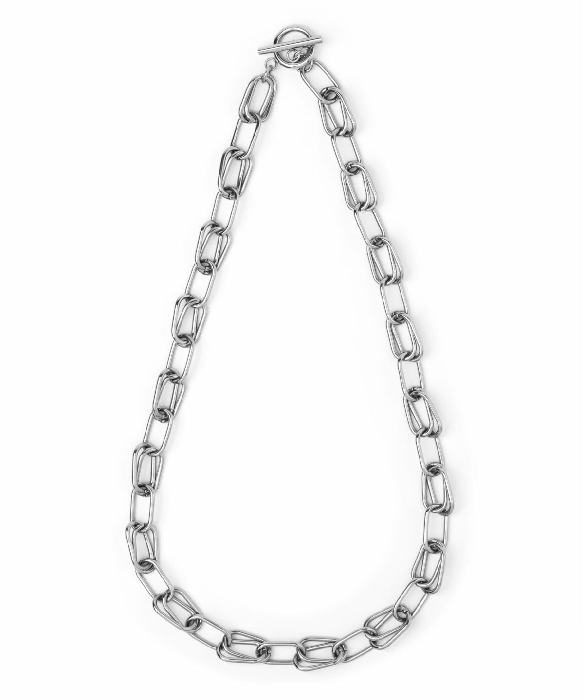 “Moment”オーバルチェーンネックレス/ハーフダブル/シルバー/サージカルステンレス316L（金属アレルギー対応）