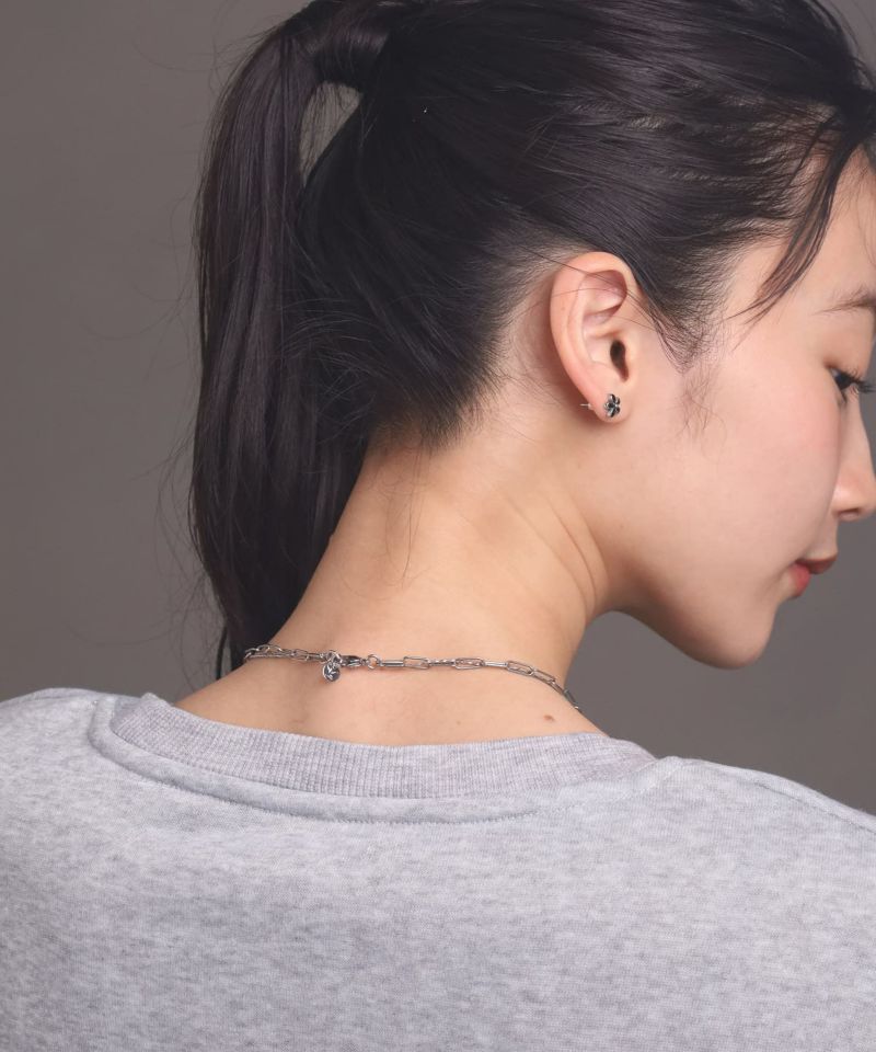 LHME（エルエイチエムイー） > “Moment”2連チェーンネックレス/オーバル×スクリュー/シルバー/サージカルステンレス316L（金属アレルギー対応）