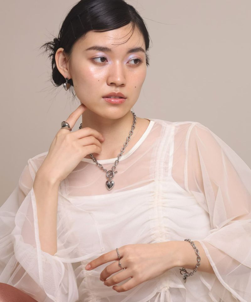 LHME（エルエイチエムイー） > “Moment”ポイントハートチャンキーネックレス/シルバー/サージカルステンレス316L（金属アレルギー対応）