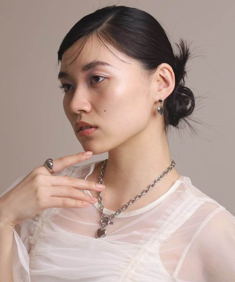 LHME（エルエイチエムイー） > “Moment”ポイントハートチャンキーネックレス/シルバー/サージカルステンレス316L（金属アレルギー対応）