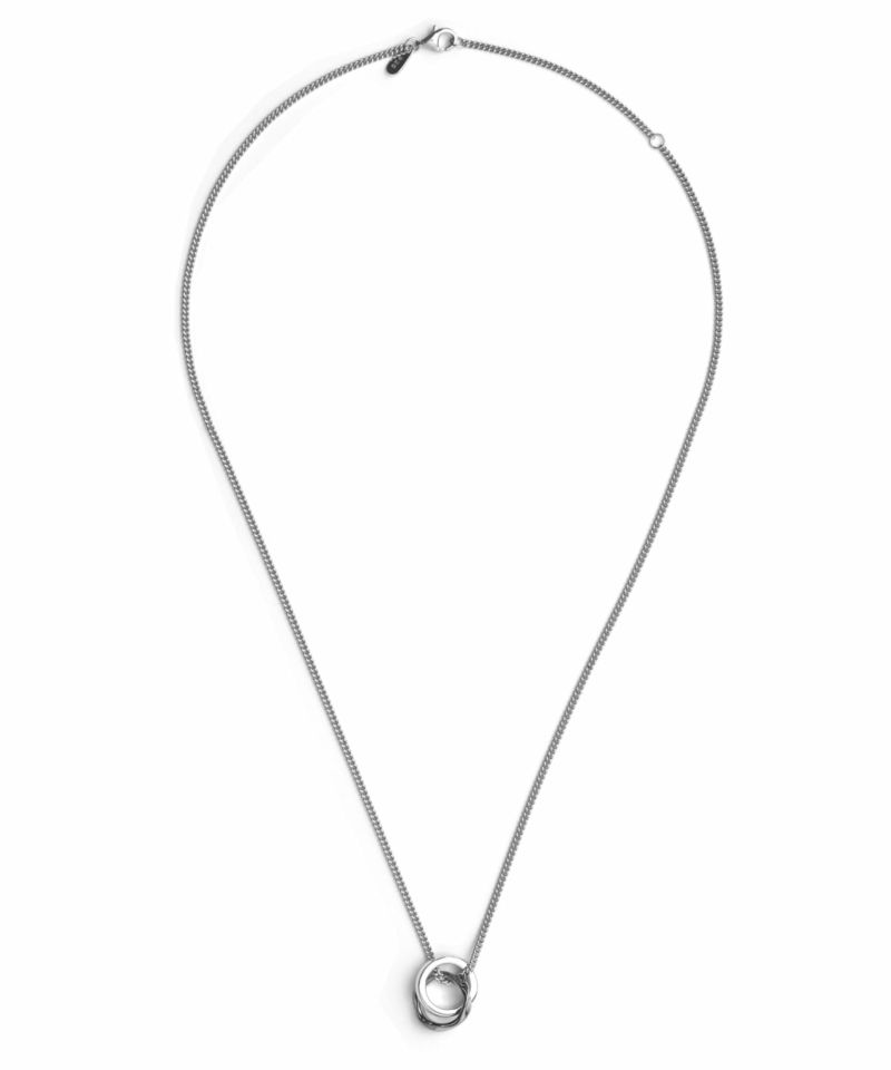 ラージウェーブダブルリングネックレス/シルバー×ライトブラック/喜平チェーン/シルバー925