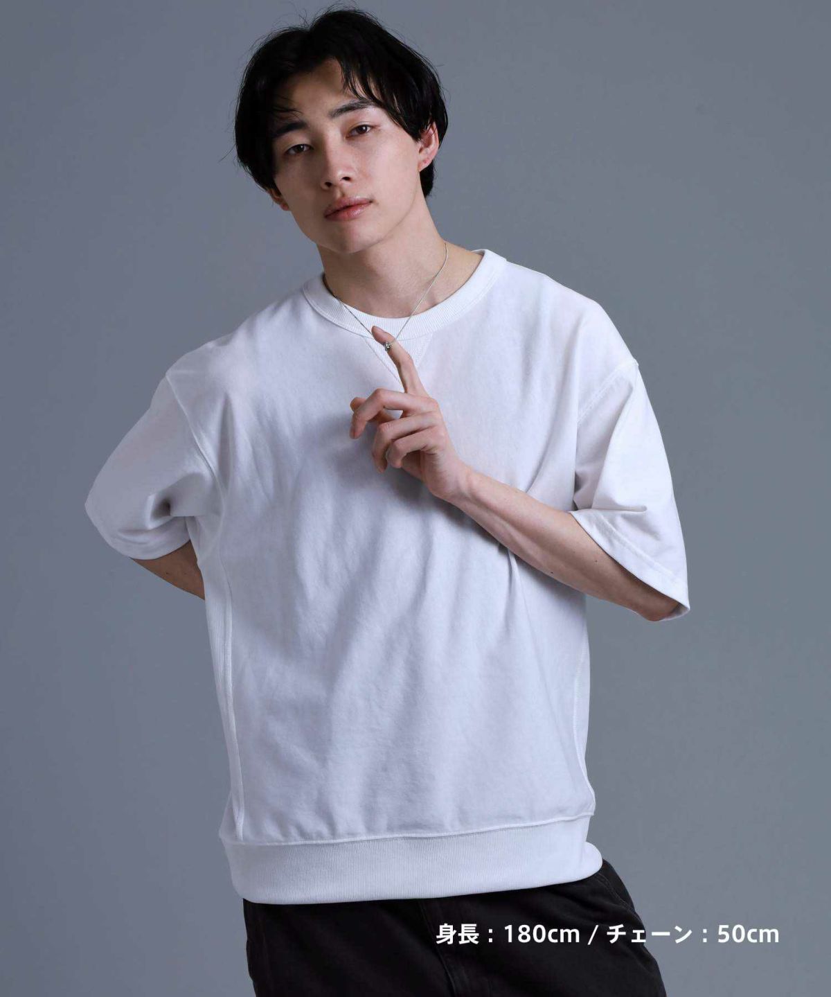 ウェーブダブルリングネックレス/シルバー×ライトブラック/喜平チェーン/シルバー925