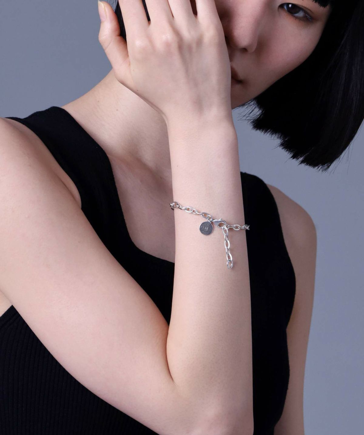 ファインチェーンブレスレット/LOGO/シルバー925
