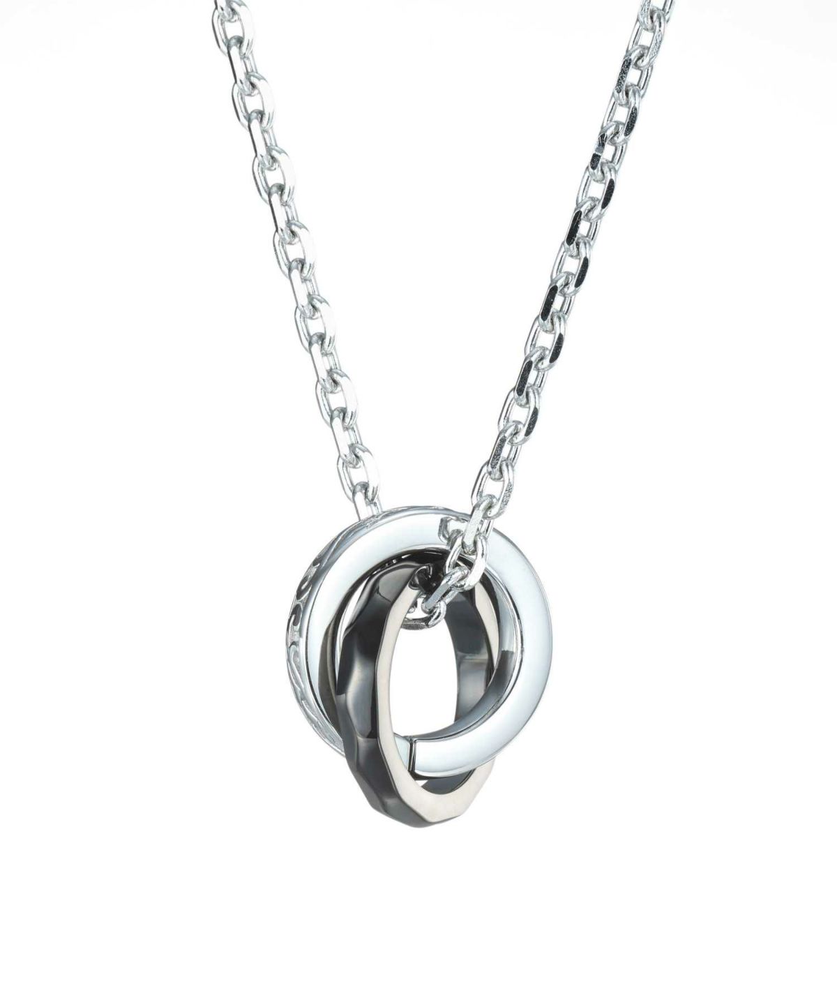 【限定展開】タテガミダブルリングネックレス/フラグメント/シルバー×ブラック/サージカルステンレス316L（金属アレルギー対応）