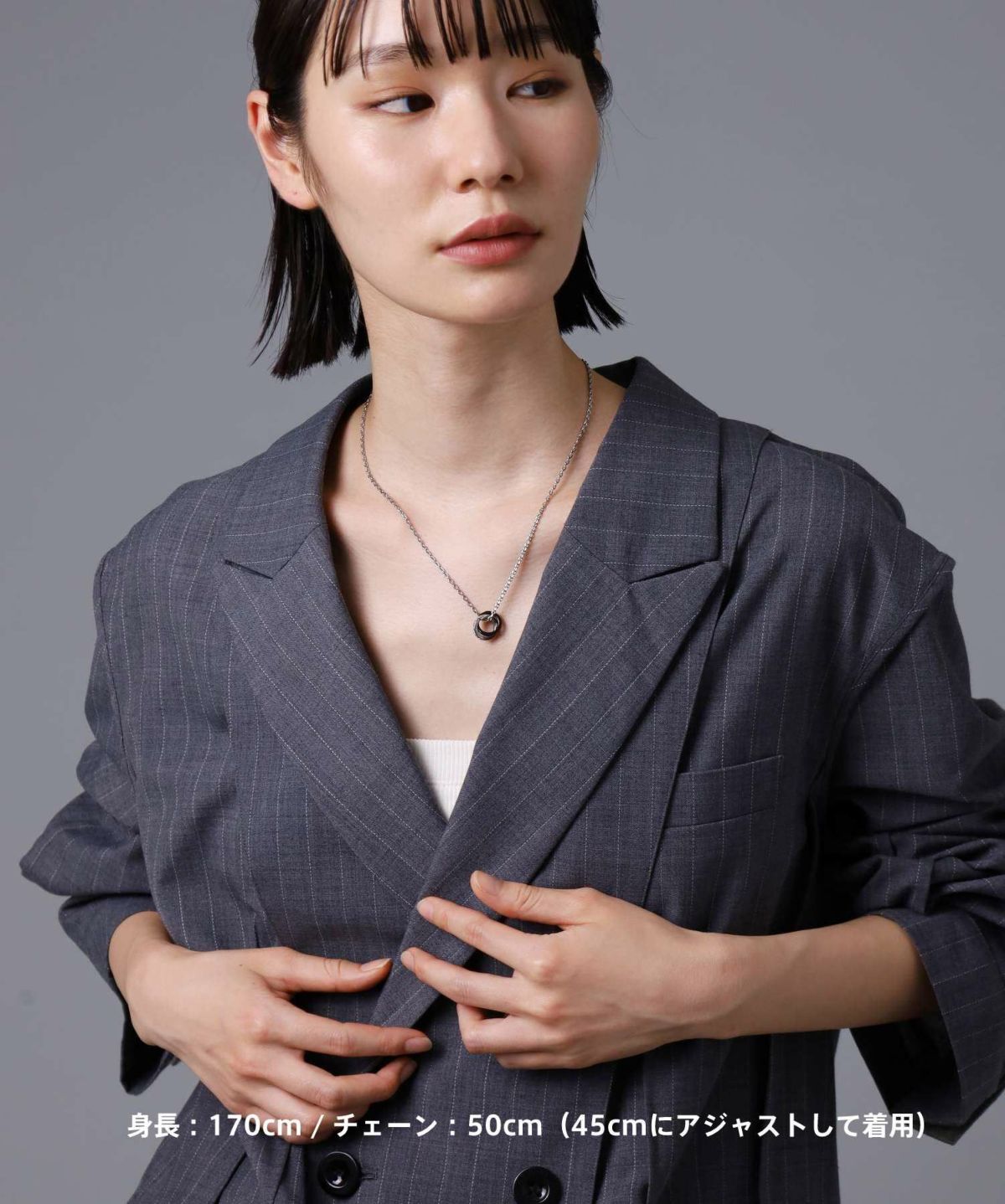 【限定展開】タテガミダブルリングネックレス/フラグメント/シルバー×ブラック/サージカルステンレス316L（金属アレルギー対応）