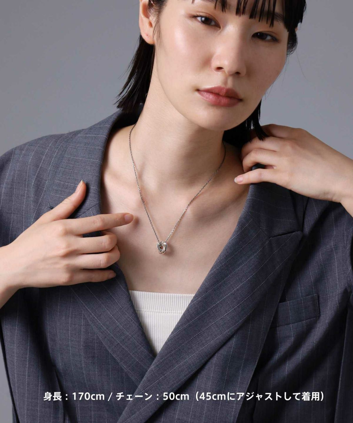 “Ivitz” eraワンツイストダブルリングネックレス/シルバー925