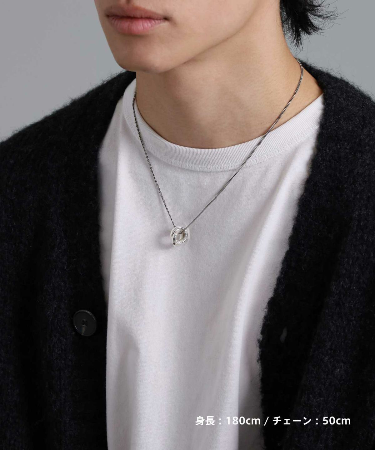 “for Gift” サイドストーンダブルリングネックレス/シルバー925