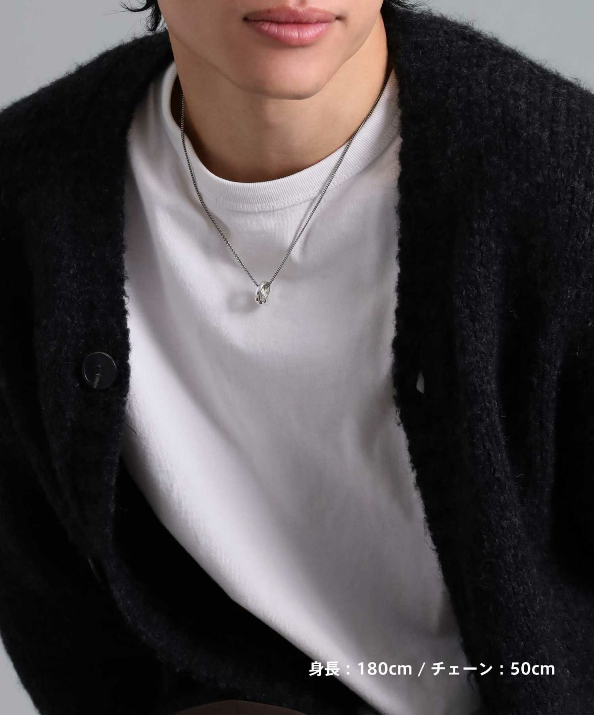 “for Gift” サイドストーンダブルリングネックレス/シルバー925