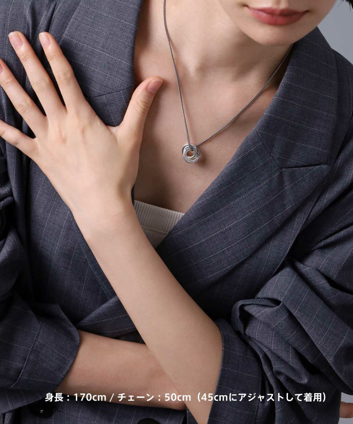 “for Gift” サイドストーンダブルリングネックレス/シルバー925