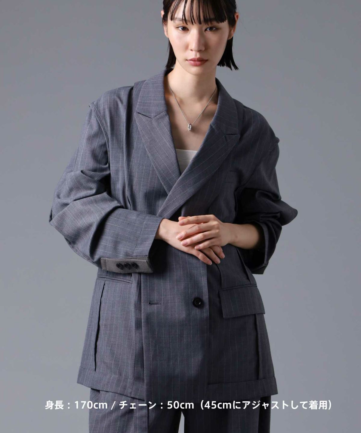 “for Gift” サイドストーンダブルリングネックレス/シルバー925