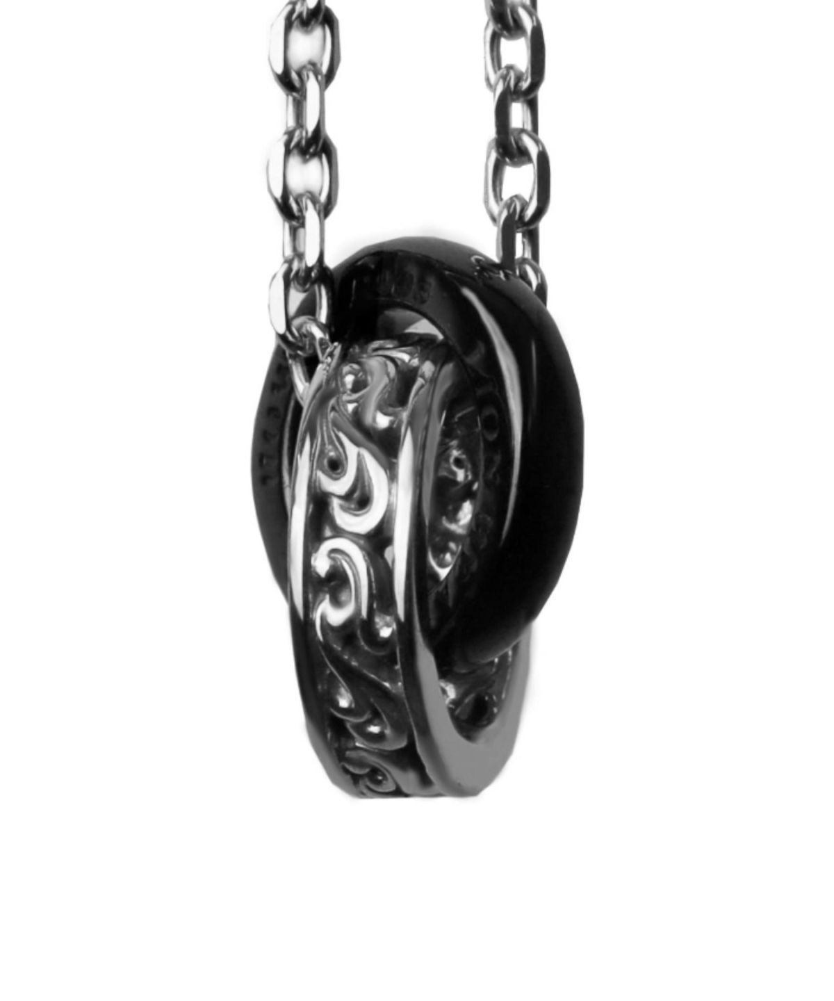 “HOWL”アラベスクダブルリングネックレス/シルバー×ブラック/シルバー925