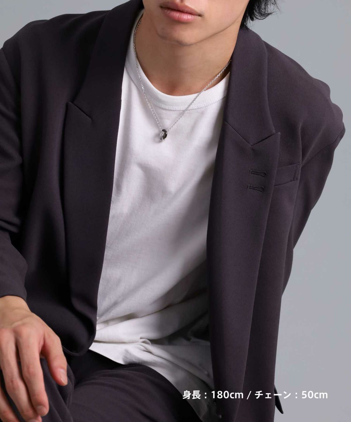 “HOWL”アラベスクダブルリングネックレス/シルバー×ブラック/シルバー925