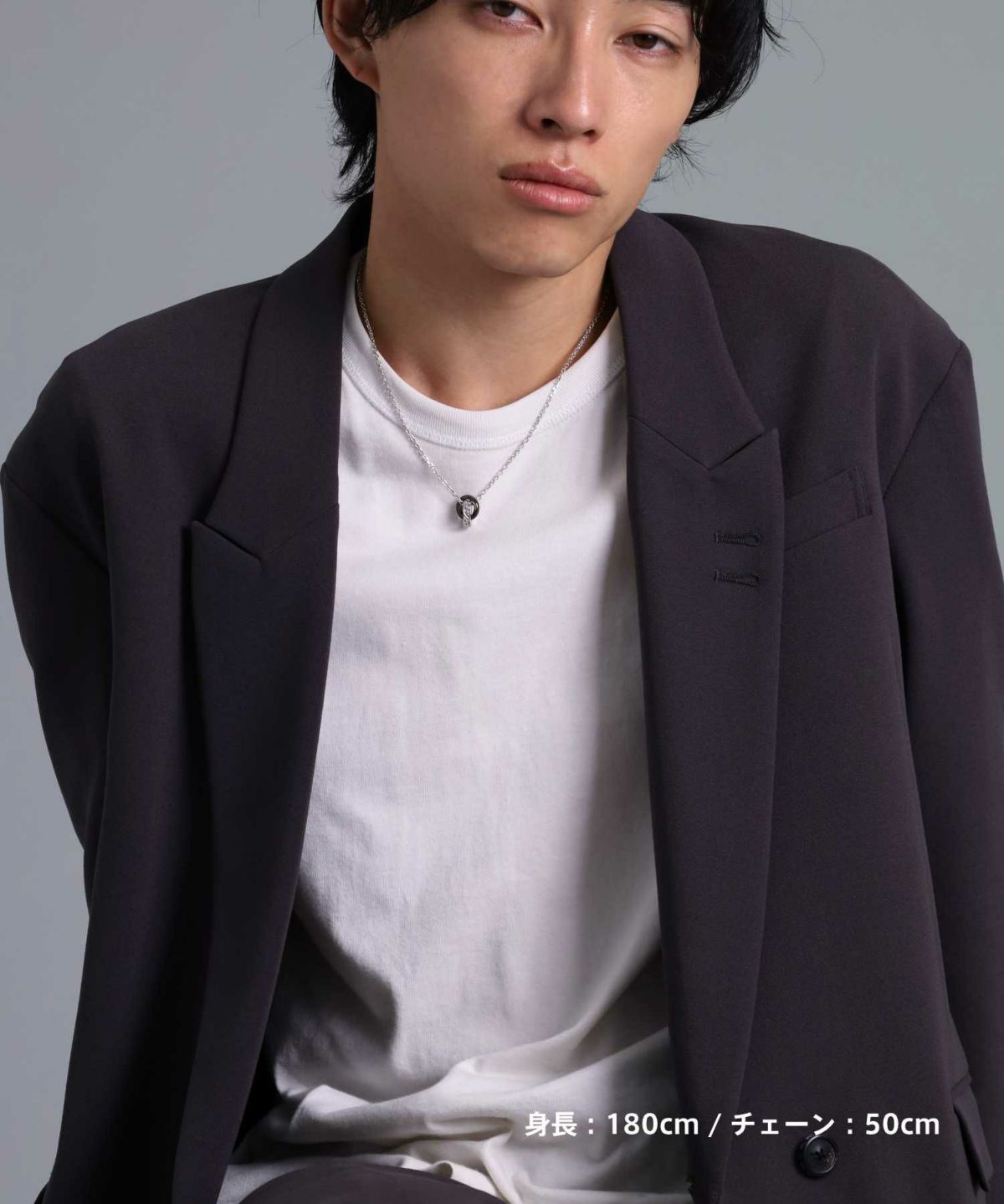 “HOWL”アラベスクダブルリングネックレス/シルバー×ブラック/シルバー925