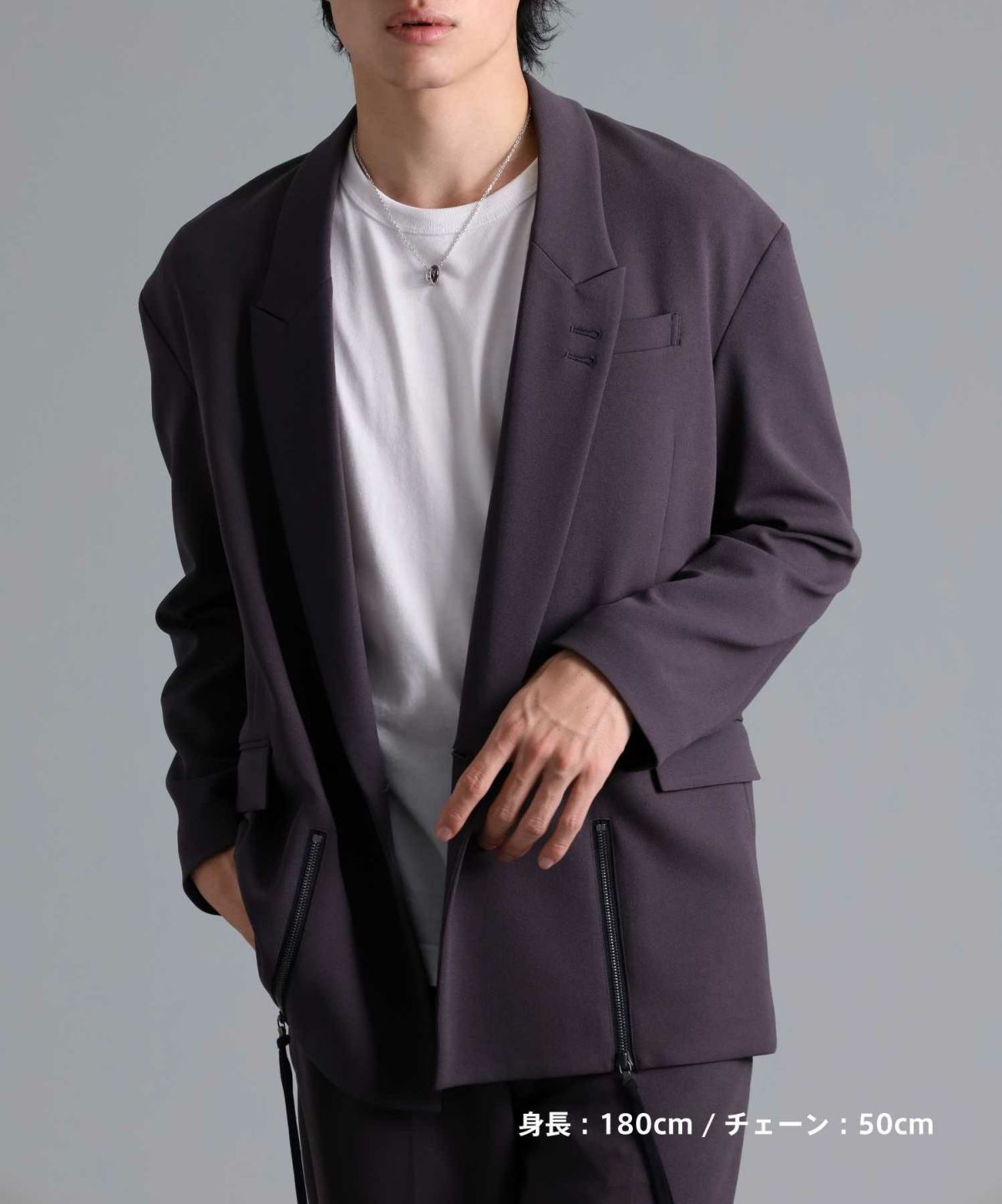 “HOWL”アラベスクダブルリングネックレス/シルバー×ブラック/シルバー925