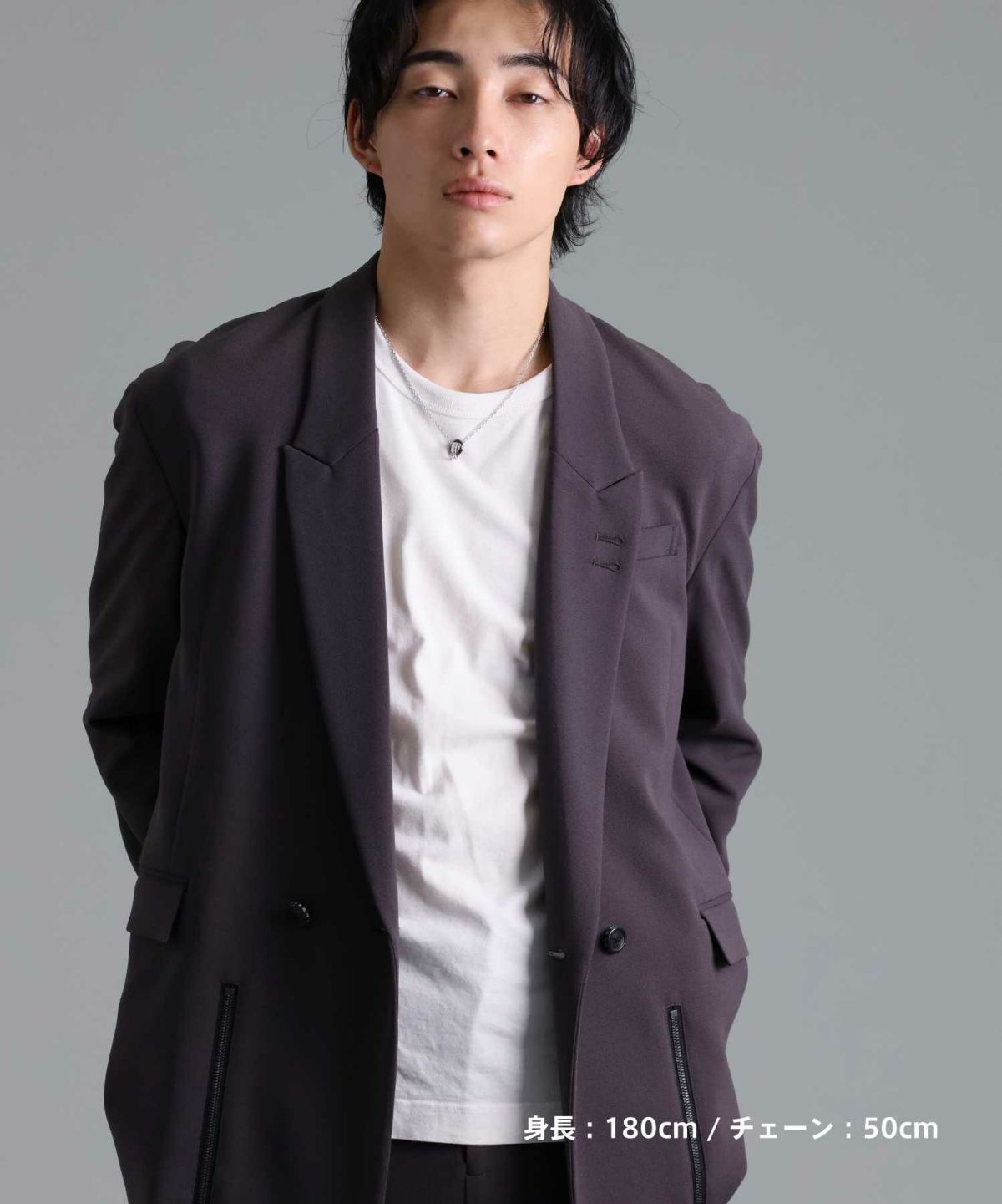 “HOWL”アラベスクダブルリングネックレス/シルバー×ブラック/シルバー925