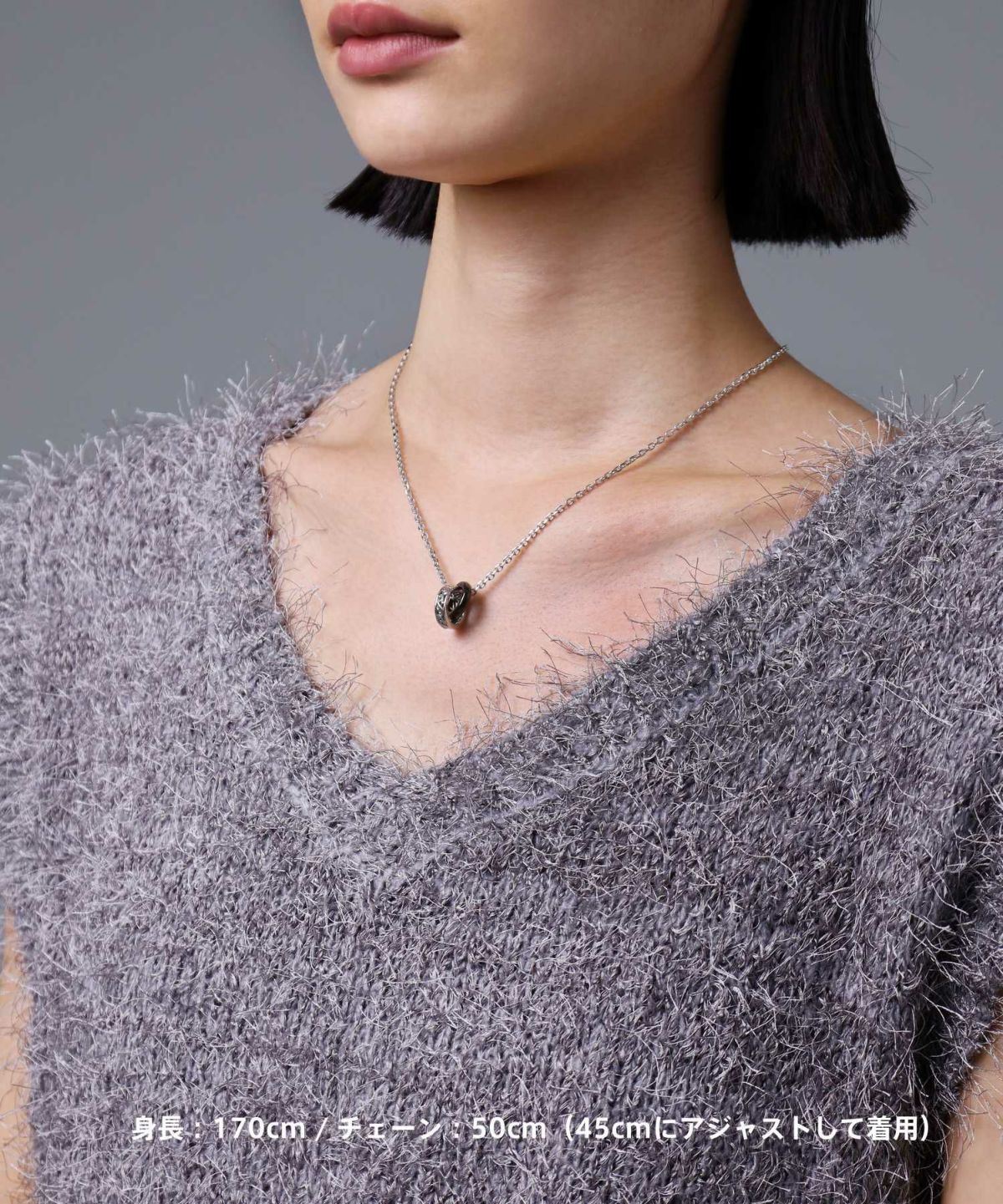 “HOWL”アラベスクダブルリングネックレス/シルバー×ブラック/シルバー925