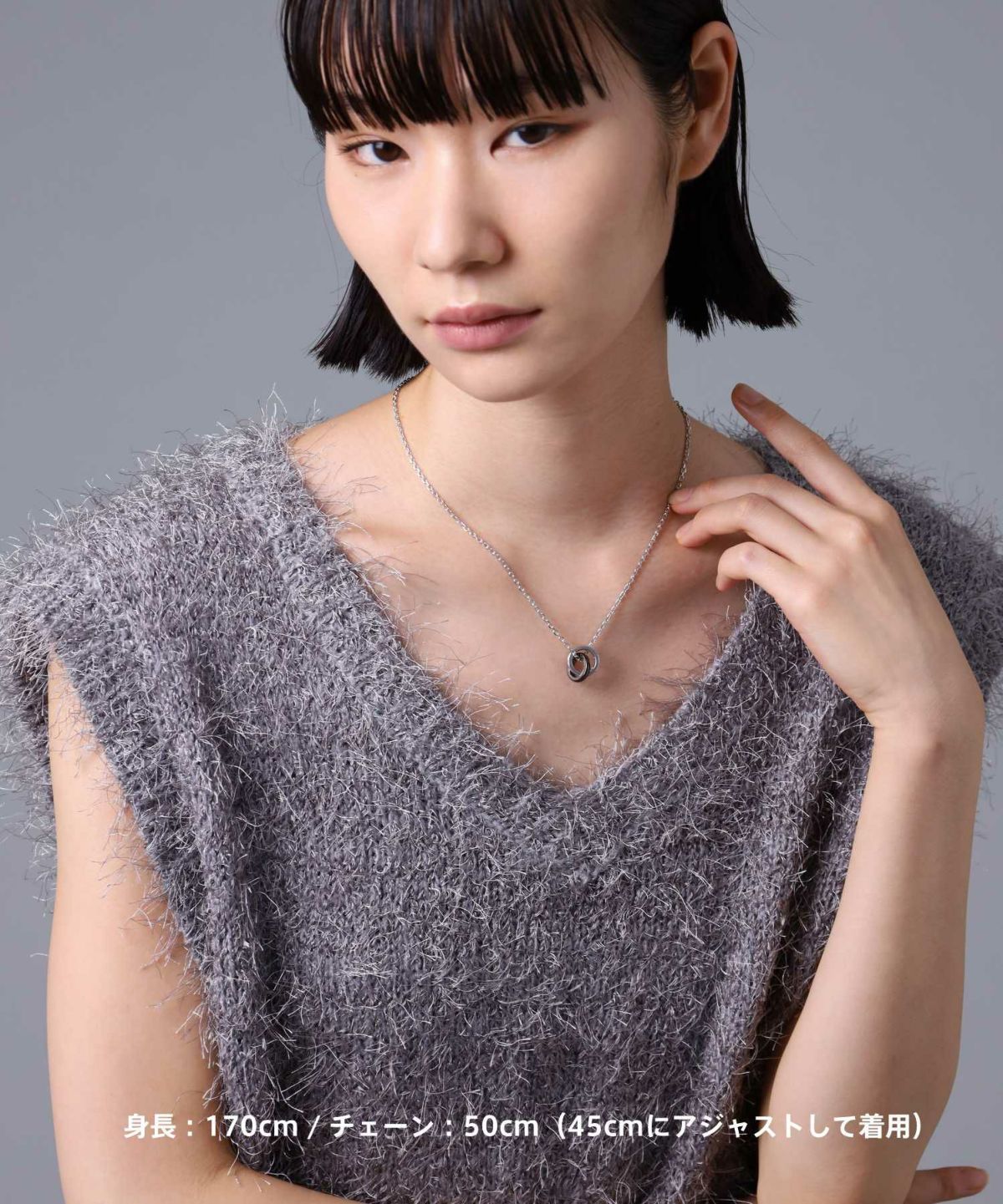 “HOWL”アラベスクダブルリングネックレス/シルバー×ブラック/シルバー925