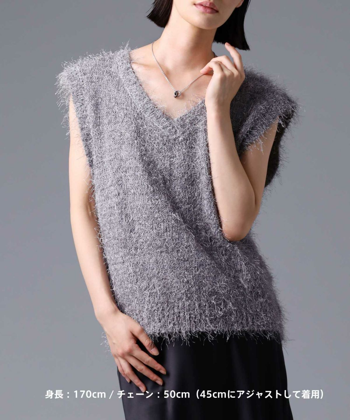 “HOWL”アラベスクダブルリングネックレス/シルバー×ブラック/シルバー925