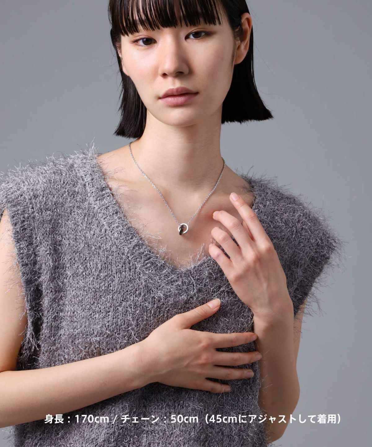 “HOWL”アラベスクダブルリングネックレス/シルバー×ブラック/シルバー925