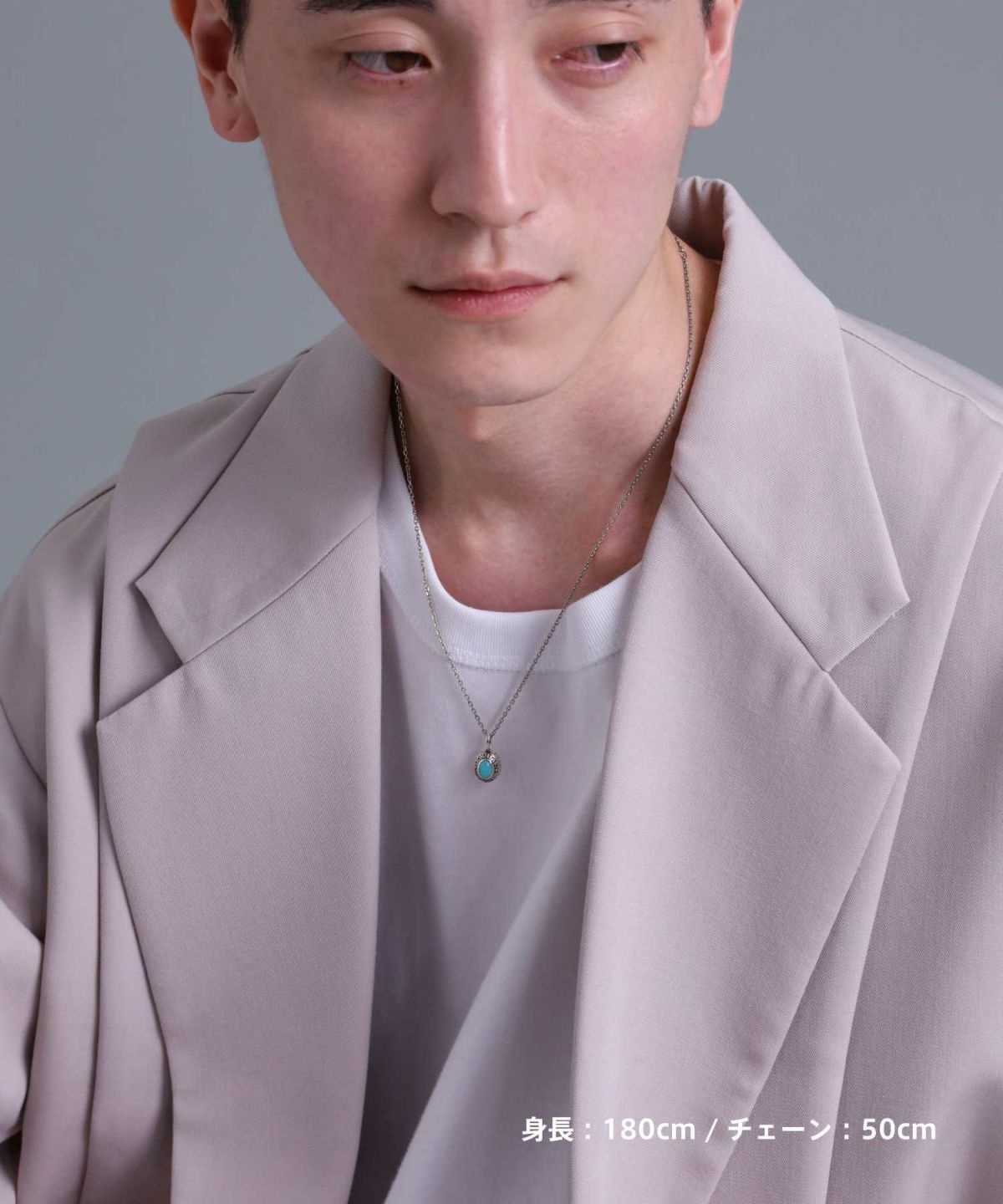 “BASIC”カレッジネックレス/ターコイズ/シルバー925