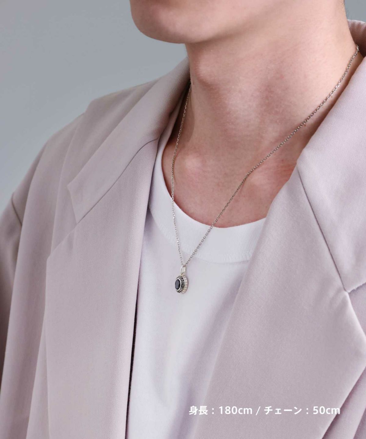 “BASIC”カレッジネックレス/ブラックジルコニア/シルバー925