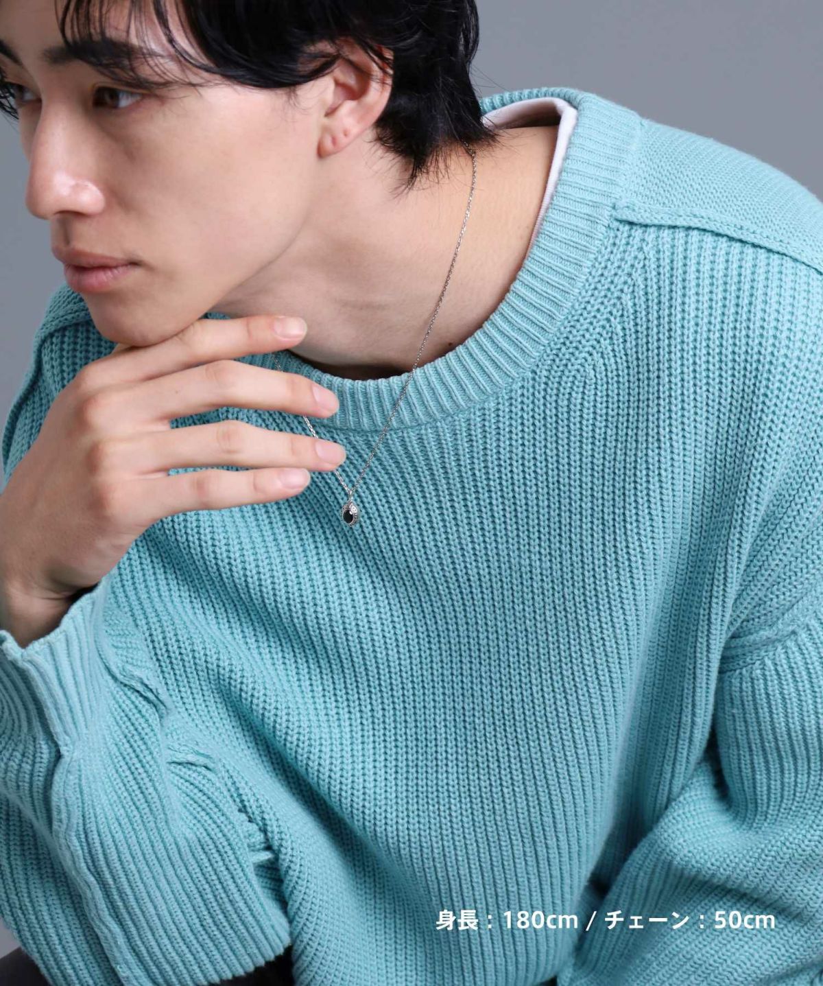 “BASIC”カレッジネックレス/ブラックジルコニア/シルバー925