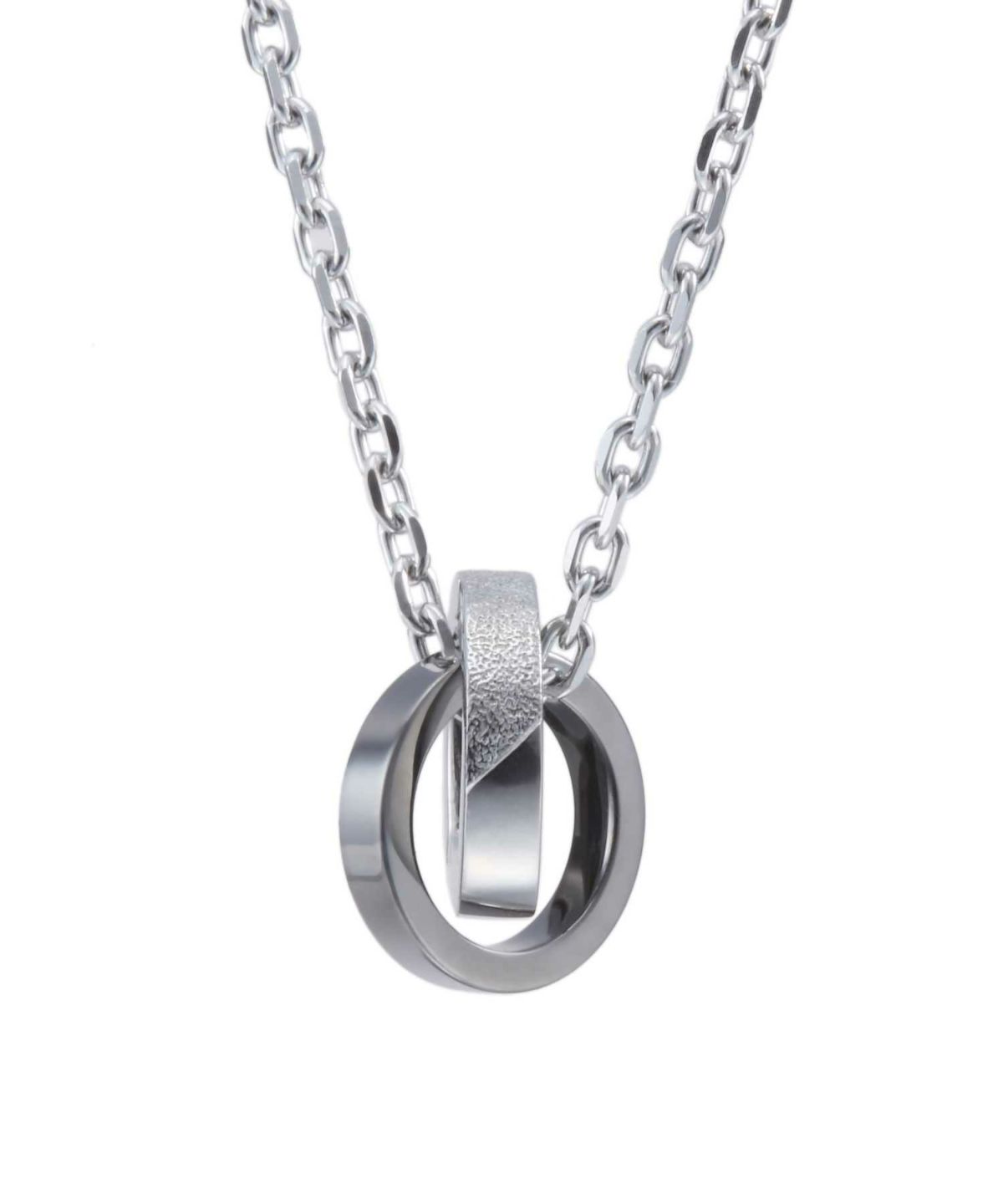 【限定展開】“SAND”ダブルリングネックレス（シルバー×ライトブラック）/サージカルステンレス（金属アレルギー対応）