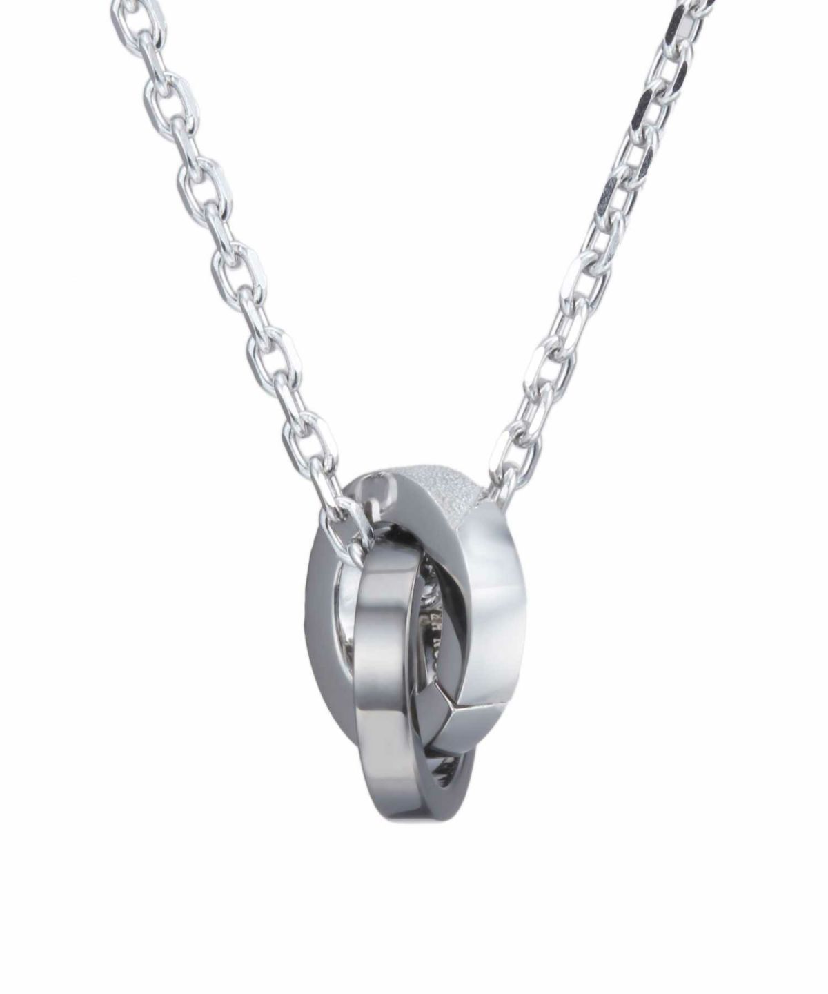 【限定展開】“SAND”ダブルリングネックレス（シルバー×ライトブラック）/サージカルステンレス（金属アレルギー対応）