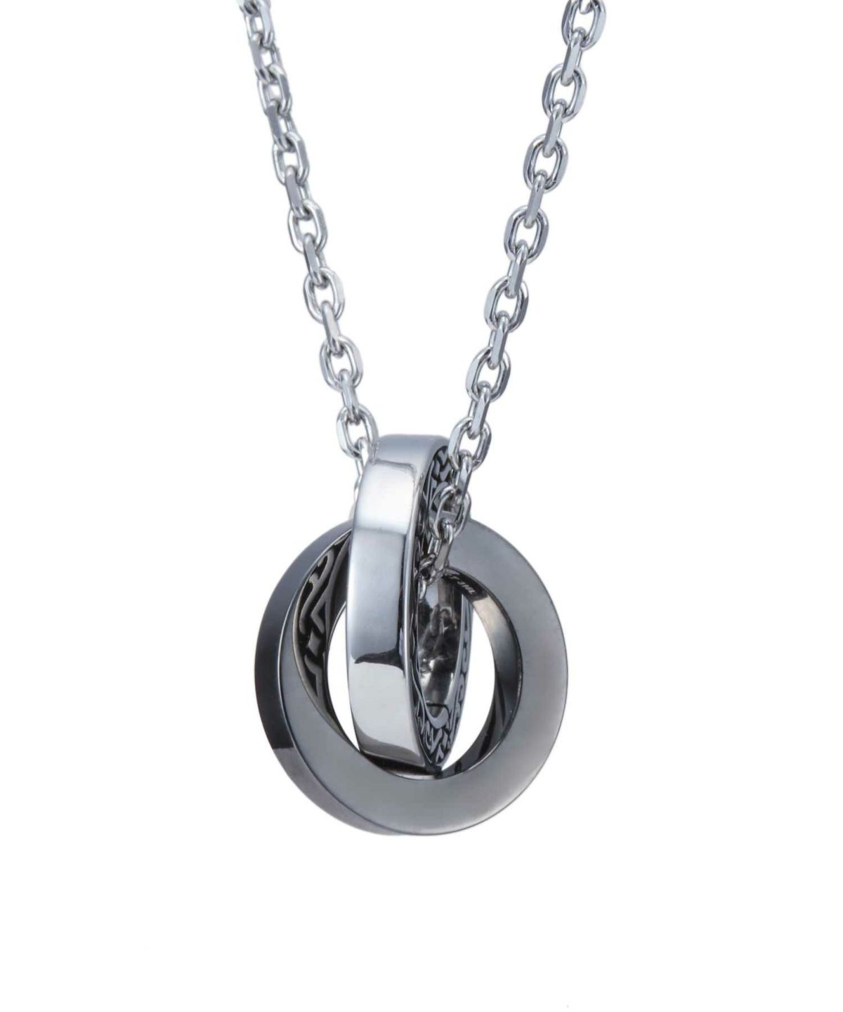 【限定展開】“LH-1”ワイドタテガミダブルリングネックレス（シルバー×ライトブラック）/サージカルステンレス（金属アレルギー対応）