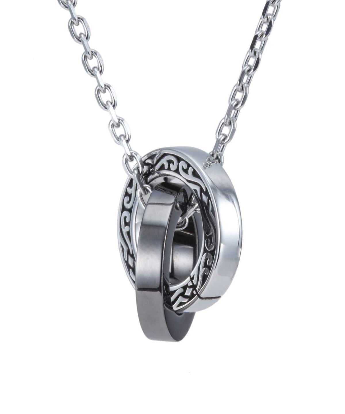 【限定展開】“LH-1”ワイドタテガミダブルリングネックレス（シルバー×ライトブラック）/サージカルステンレス（金属アレルギー対応）