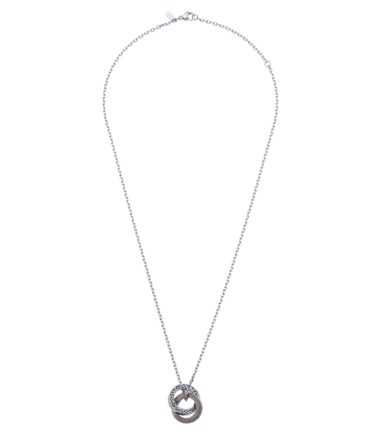 【限定展開】“LH-1”ワイドタテガミダブルリングネックレス（シルバー×ライトブラック）/サージカルステンレス（金属アレルギー対応）