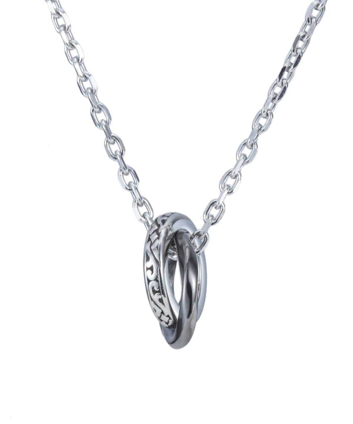 【限定展開】“LH-1”ラウンドタテガミダブルリングネックレス（シルバー×ライトブラック）/サージカルステンレス（金属アレルギー対応）