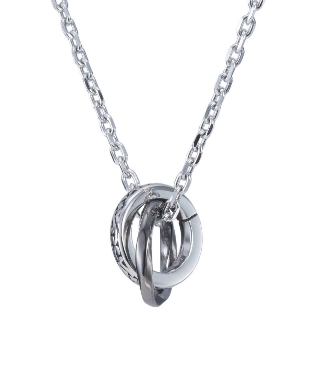 【限定展開】“LH-1”ラウンドタテガミダブルリングネックレス（シルバー×ライトブラック）/サージカルステンレス（金属アレルギー対応）