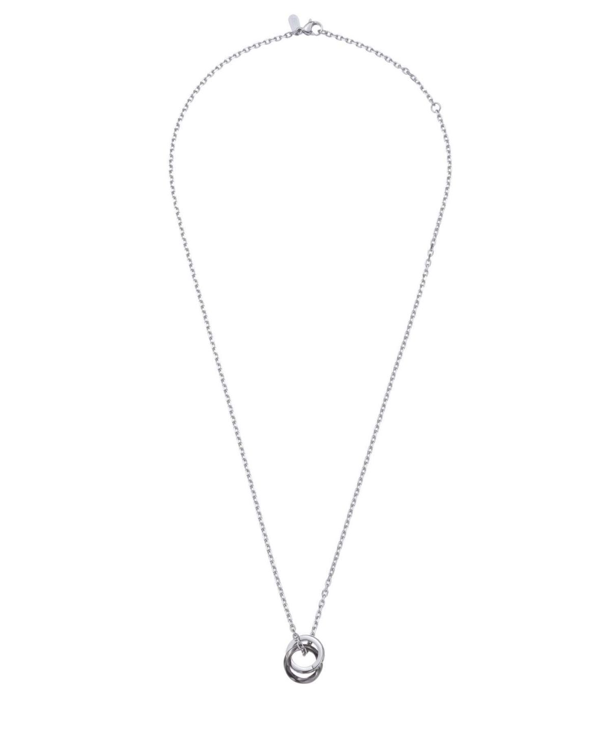 【限定展開】“LH-1”ラウンドタテガミダブルリングネックレス（シルバー×ライトブラック）/サージカルステンレス（金属アレルギー対応）