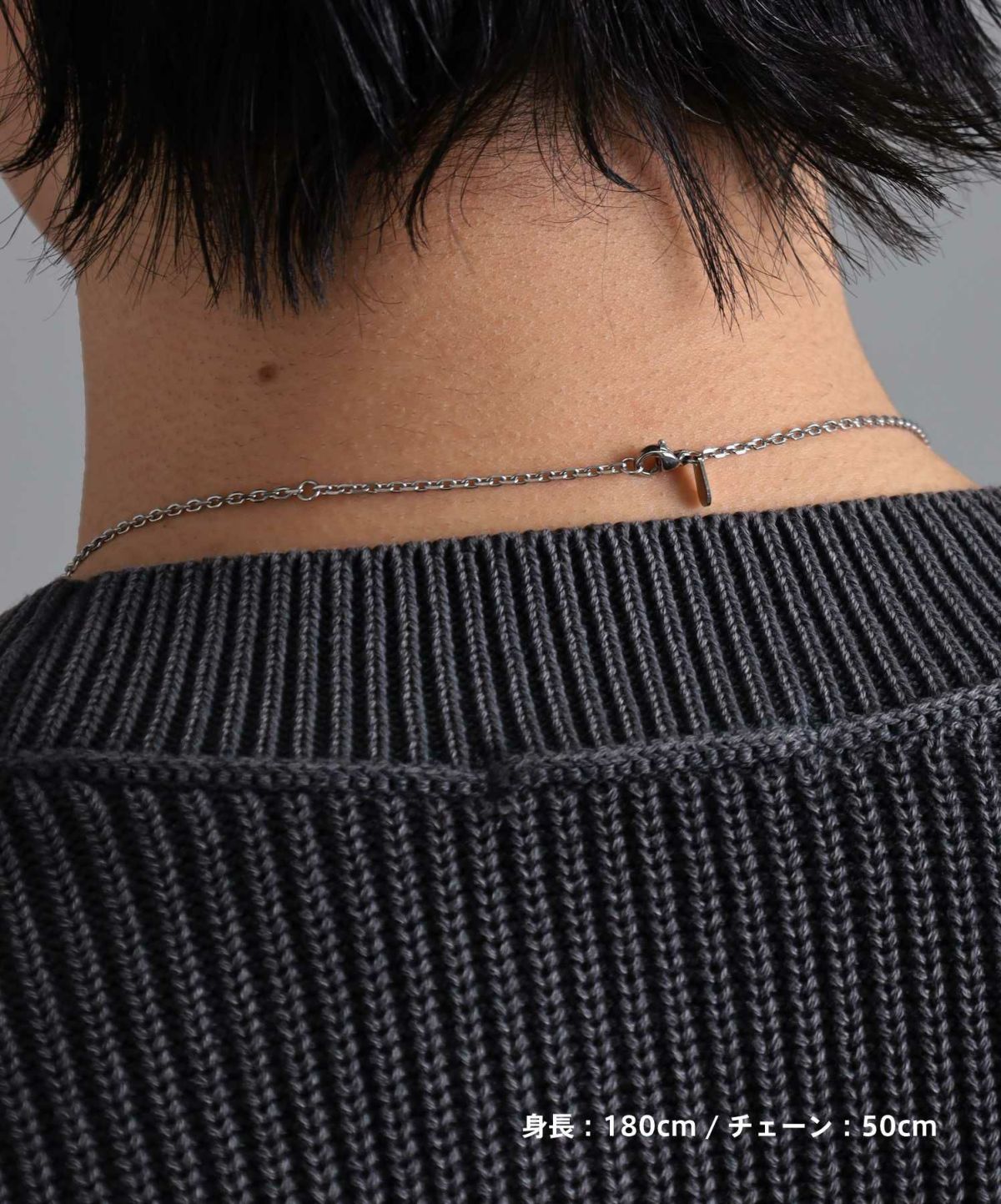 【限定展開】“LH-1”ラウンドタテガミダブルリングネックレス（シルバー×ライトブラック）/サージカルステンレス（金属アレルギー対応）