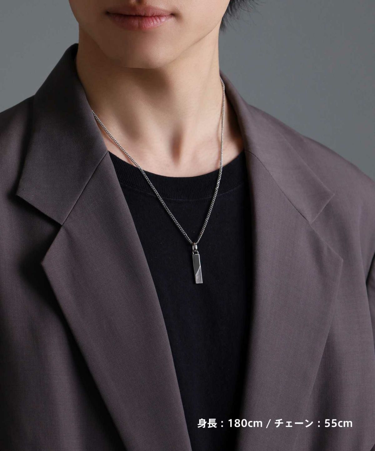 【ONLINE STORE 限定】“SAND”プレートネックレスネックレス（ダイヤモンドplus）/サージカルステンレス（金属アレルギー対応）